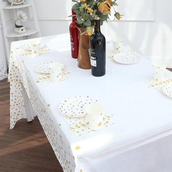 Tablecloth Water Oil Resistant Peva Rectangular Printed Tablecloth Stars Party Tablecloth